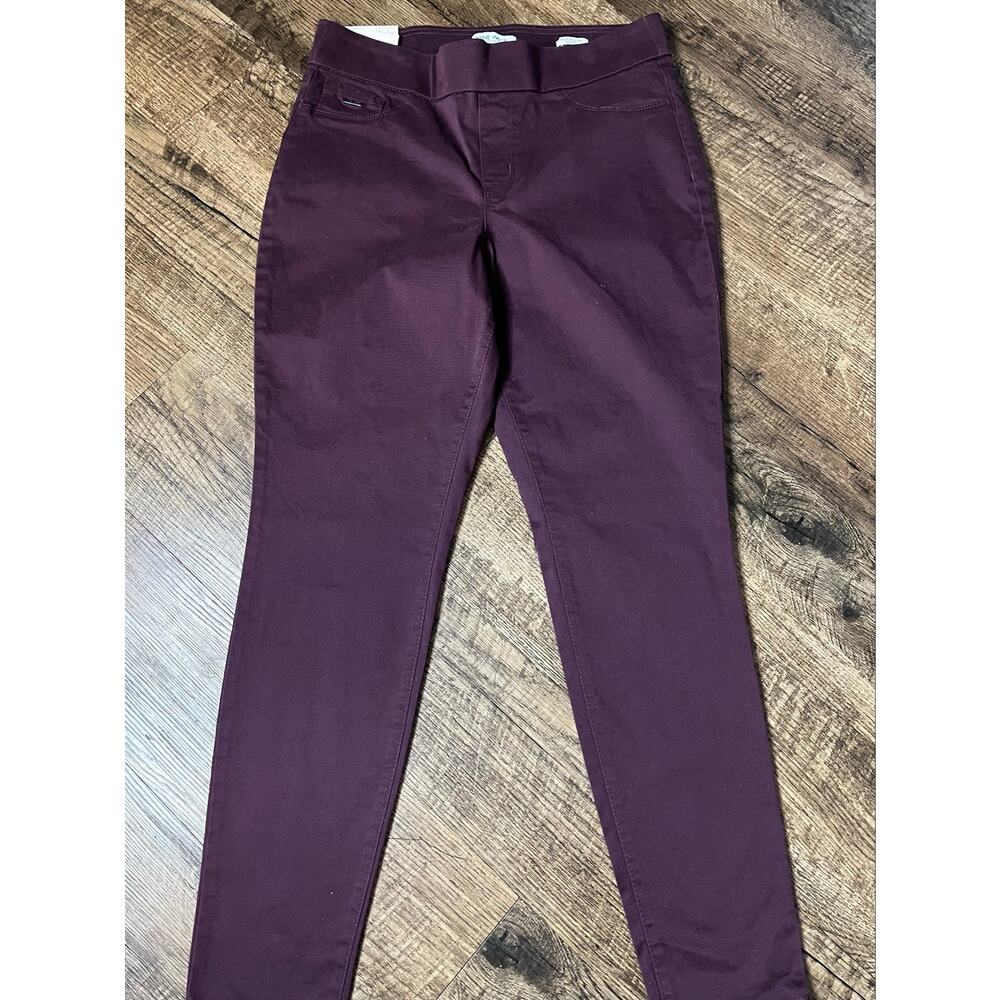 Nine West NWT Hedi Skinny Pull on Stretch Everyday Pants  Deep Plum - Size 10 - Picture 2 of 7